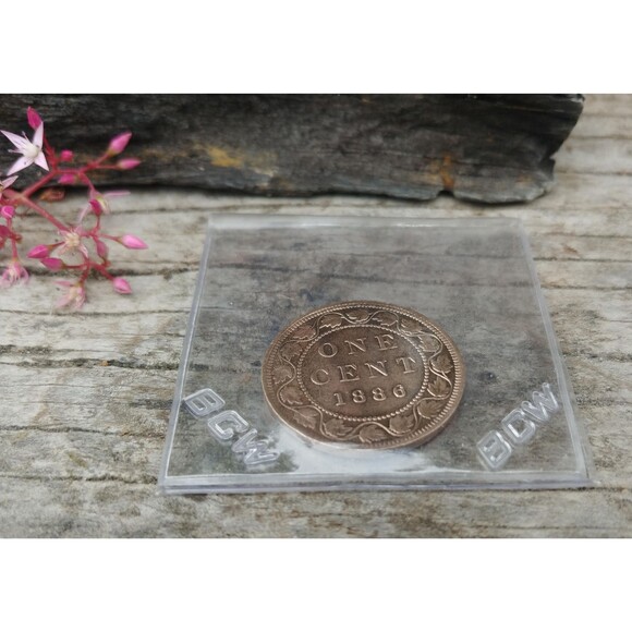 Antique 1886 Canada One Cent Coin, Vintage Queen Victoria Canadian Penny - Picture 8 of 10